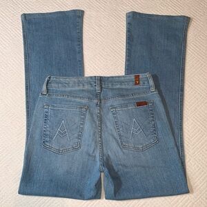 7 for all Mankind “A” Pocket Wide Leg Bootcut Jeans, Medium Light Wash, Size 28